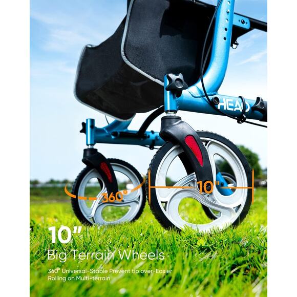 HEAO Rollator Walker for Seniors, Rolling Walkers with Cup Holder and 10" Wheels - Picture 6 of 12